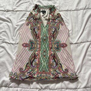 7th Avenue Womens Size XS Purple Tank Top Paisley Blouse Peasant Cottagecore Y2K